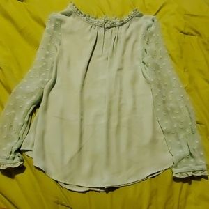 Baby mint green  button down back blouse.